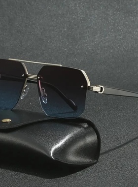 2025跨境热款双粱方形太阳镜欧美个性简约半框飞行员时尚墨镜男女