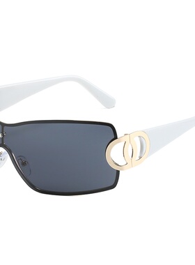 欧美潮流大框金属太阳镜Y2K辣妹风个性无框连体墨镜复古摩登眼镜