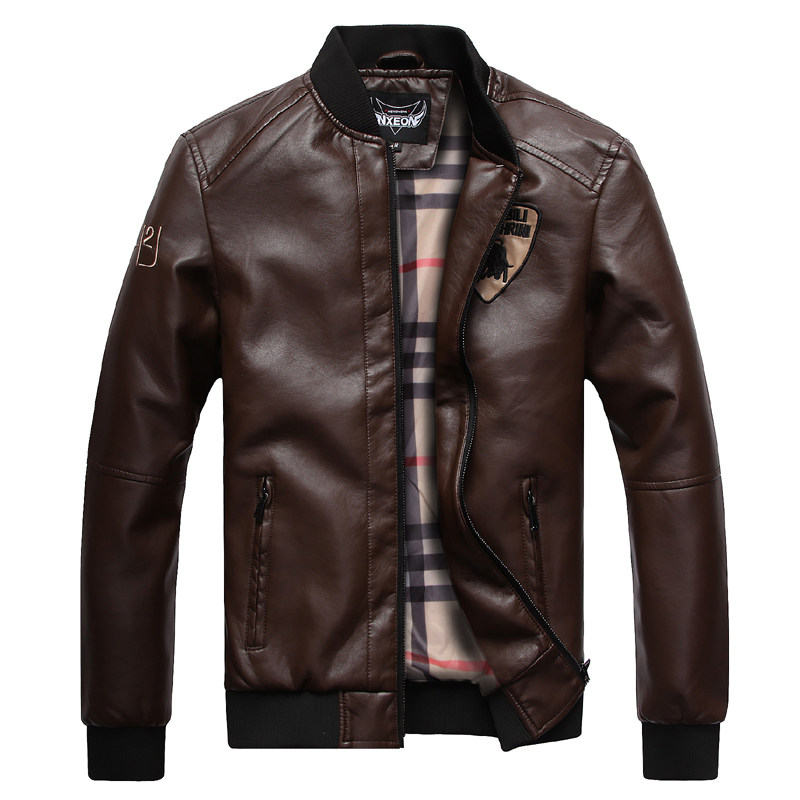 13年秋冬新款兰博基尼绣花立领男装pu水洗皮衣棒球领皮夹克外套