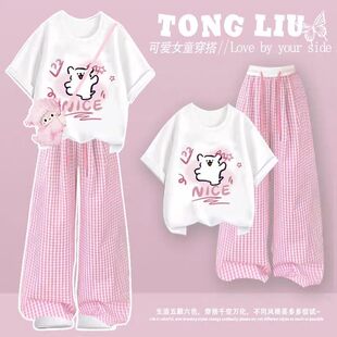 少女大童初中生夏季穿搭一整套纯棉白色短袖T恤高中学生两件套装