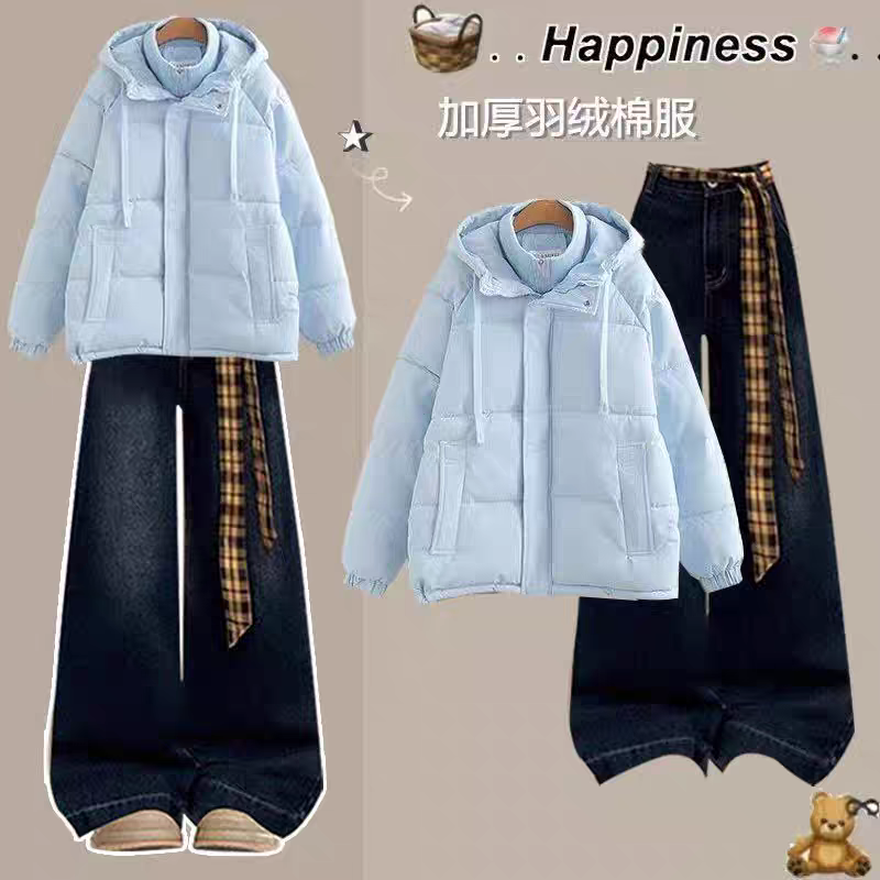 女大童巨好看的冬装一套加厚棉服外套时尚牛仔裤2026套装新款穿搭,女装/女士精品,时尚套装,淘宝优惠券,粉丝福利购,淘宝优惠卷