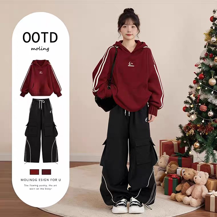 又a又飒加绒卫衣套装女冬装2026新款工装裤小个子ootd穿搭一整套,女装/女士精品,时尚套装,淘宝优惠券,粉丝福利购,淘宝优惠卷