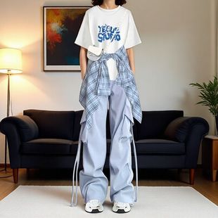 14工装 13少女时尚 15岁初中生夏季 裤 半袖 高中学生衬衫 t恤三件套装