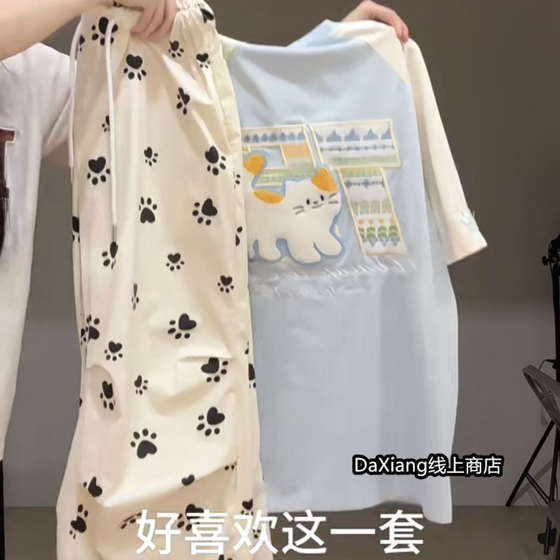 12到13一15岁大童女装夏季套装初中学生少女甜美短袖休闲裤两件套