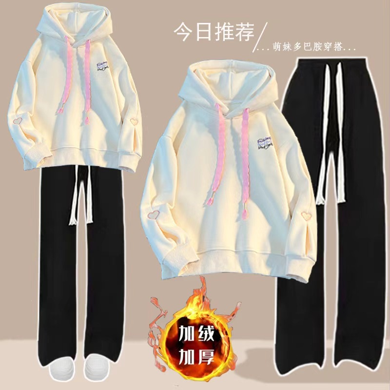 2025新款少女孩学院风套装秋冬季洋初中生大童卫衣运动裤两件套装