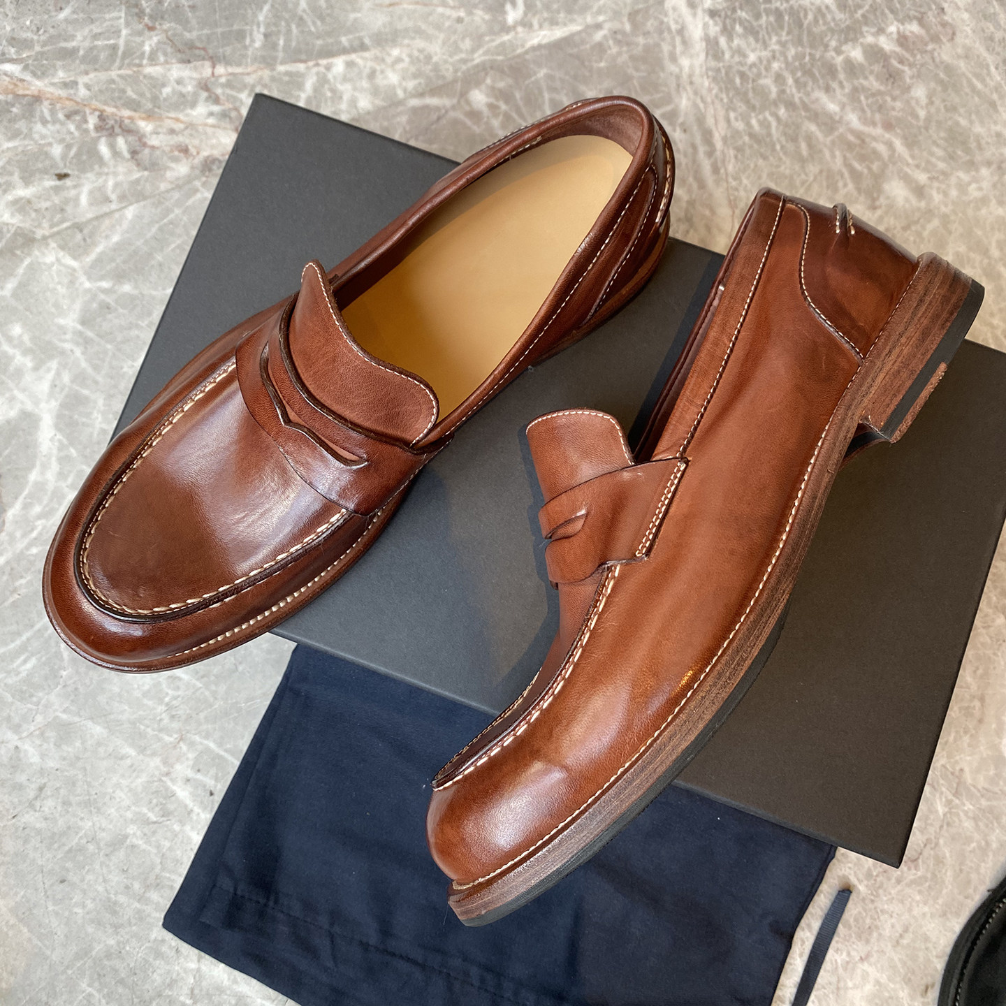 重工水洗马皮复古乐福鞋