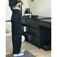 Джинсовые джинсы, штаны, для формы тела «груша», большой размер, свободный прямой крой, подходит для полных девушек, по фигуре, высокая талия