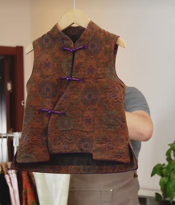 卓苗儿童真丝马甲男女童桑蚕丝香云纱55姆米马甲八达运印花背心