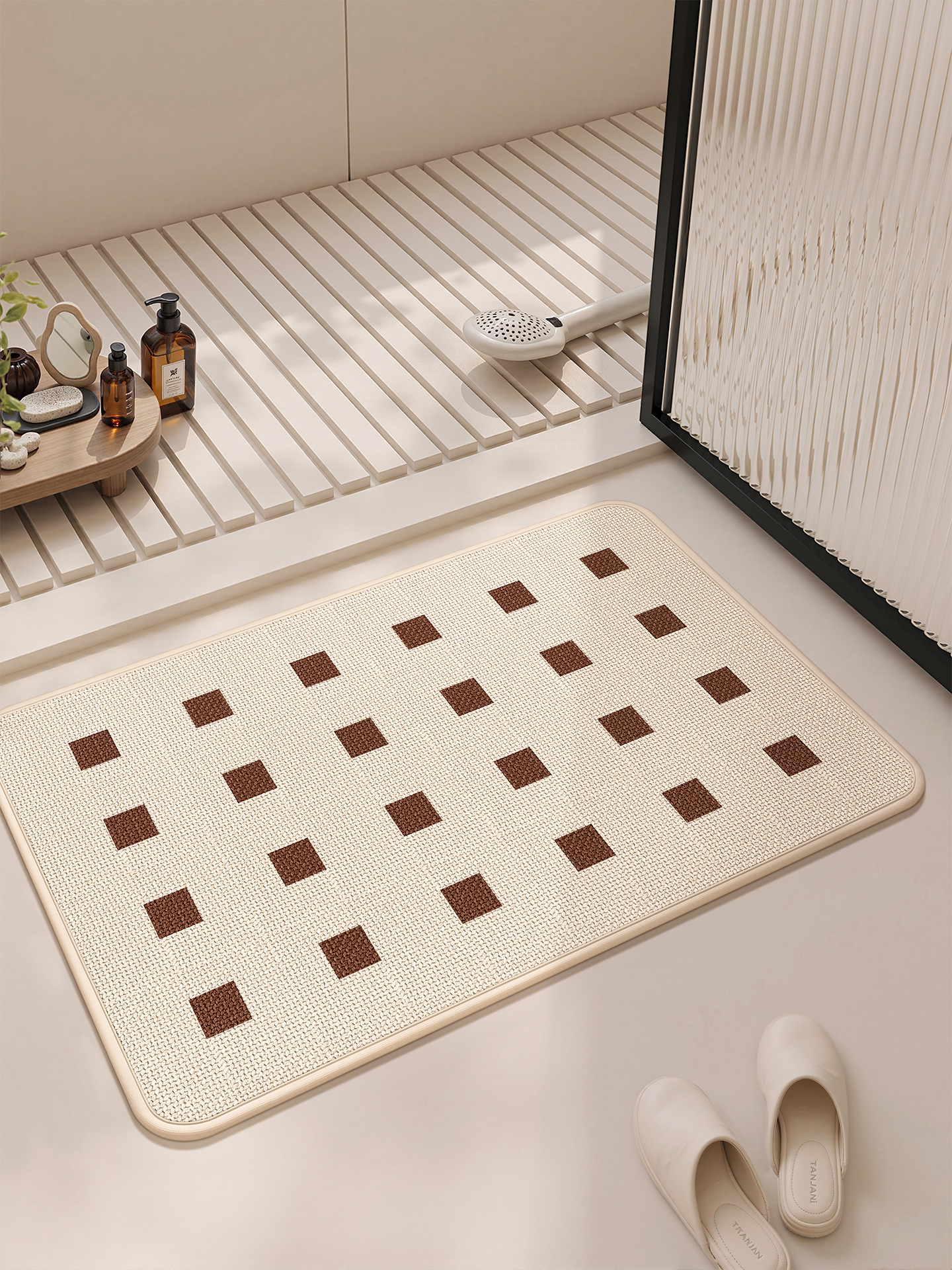 浴室地垫硅藻泥脚踏垫厕所地垫家用脚垫防滑垫吸水卫生间门口地毯