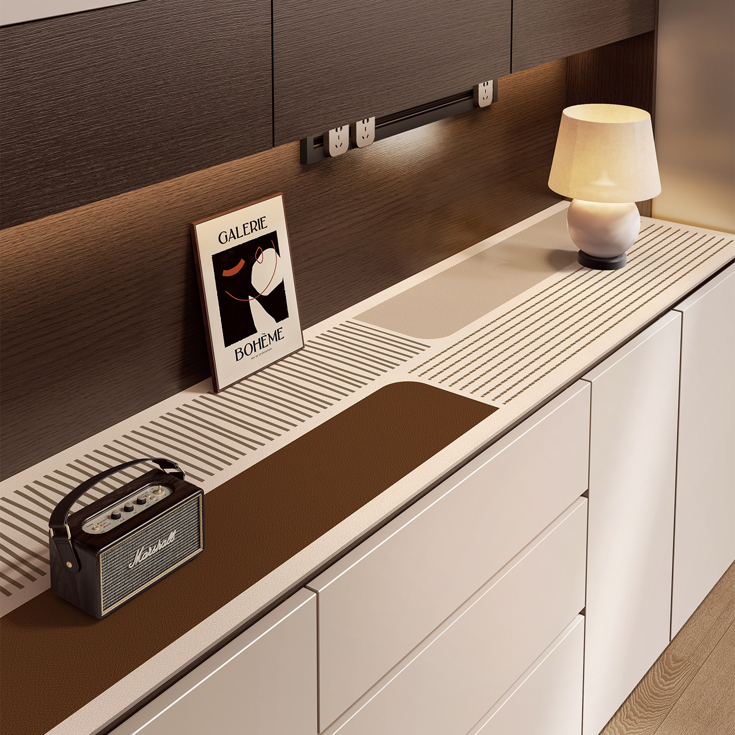 餐边柜垫高级感免洗桌布PVC餐桌垫耐高温桌面保护垫防油防水桌垫,居家布艺,桌布,淘宝优惠券,粉丝福利购,淘宝优惠卷