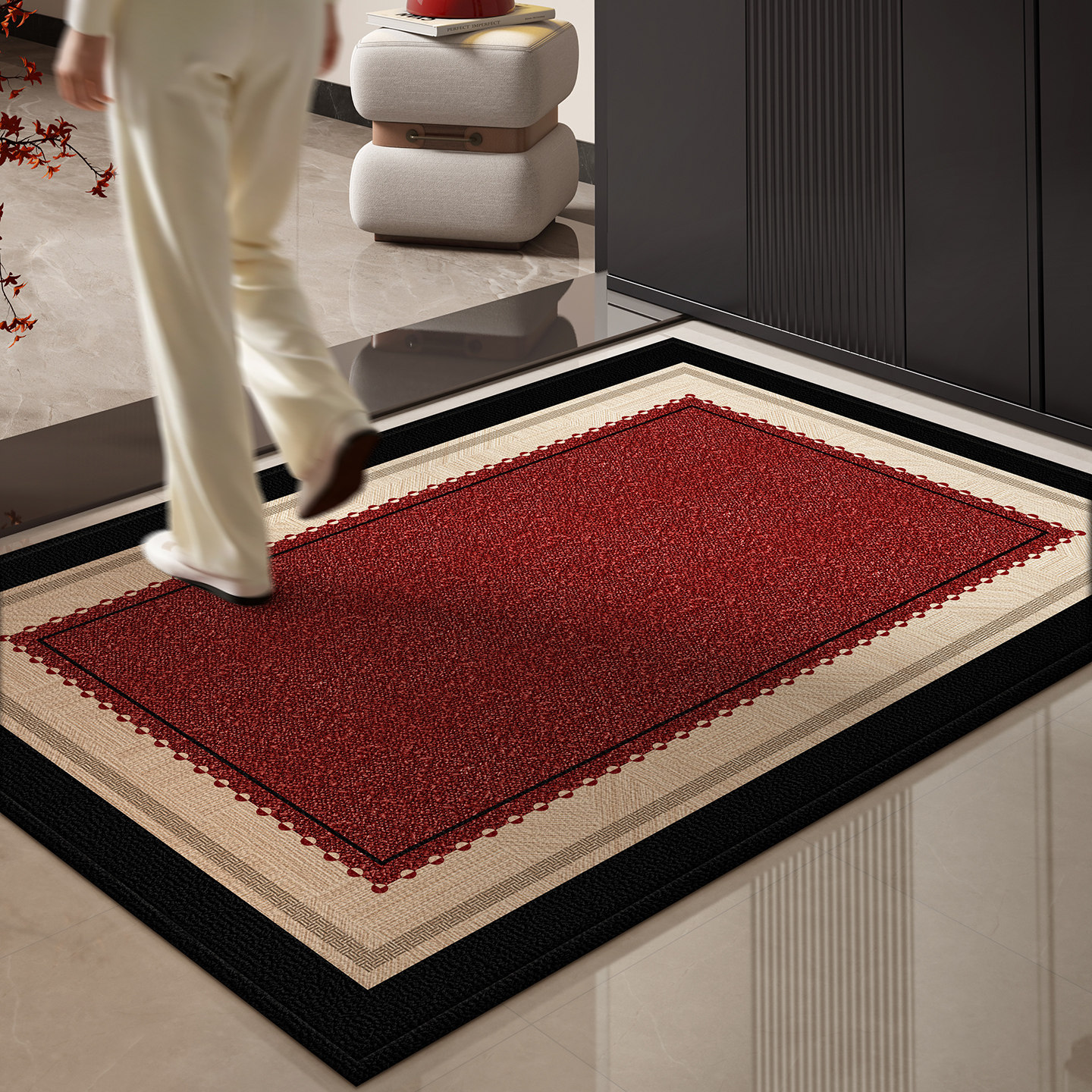 马年红色入户门地垫室内2026新款耐脏防滑脚垫玄关大门口进门地毯