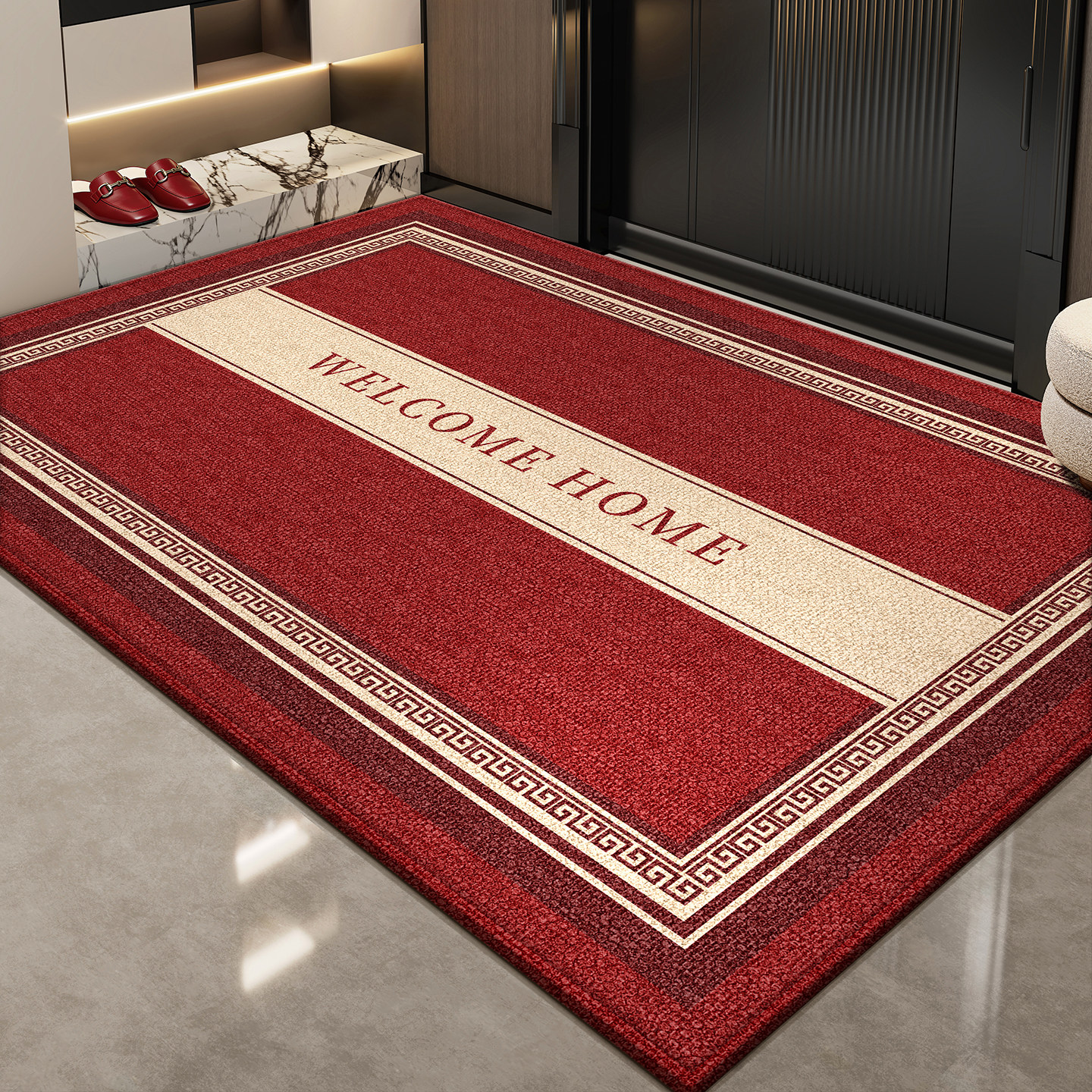 入户门地垫高级感红色新款进门门口高端防滑耐脏入门地毯脚踏垫子,居家布艺,入户地垫,淘宝优惠券,粉丝福利购,淘宝优惠卷