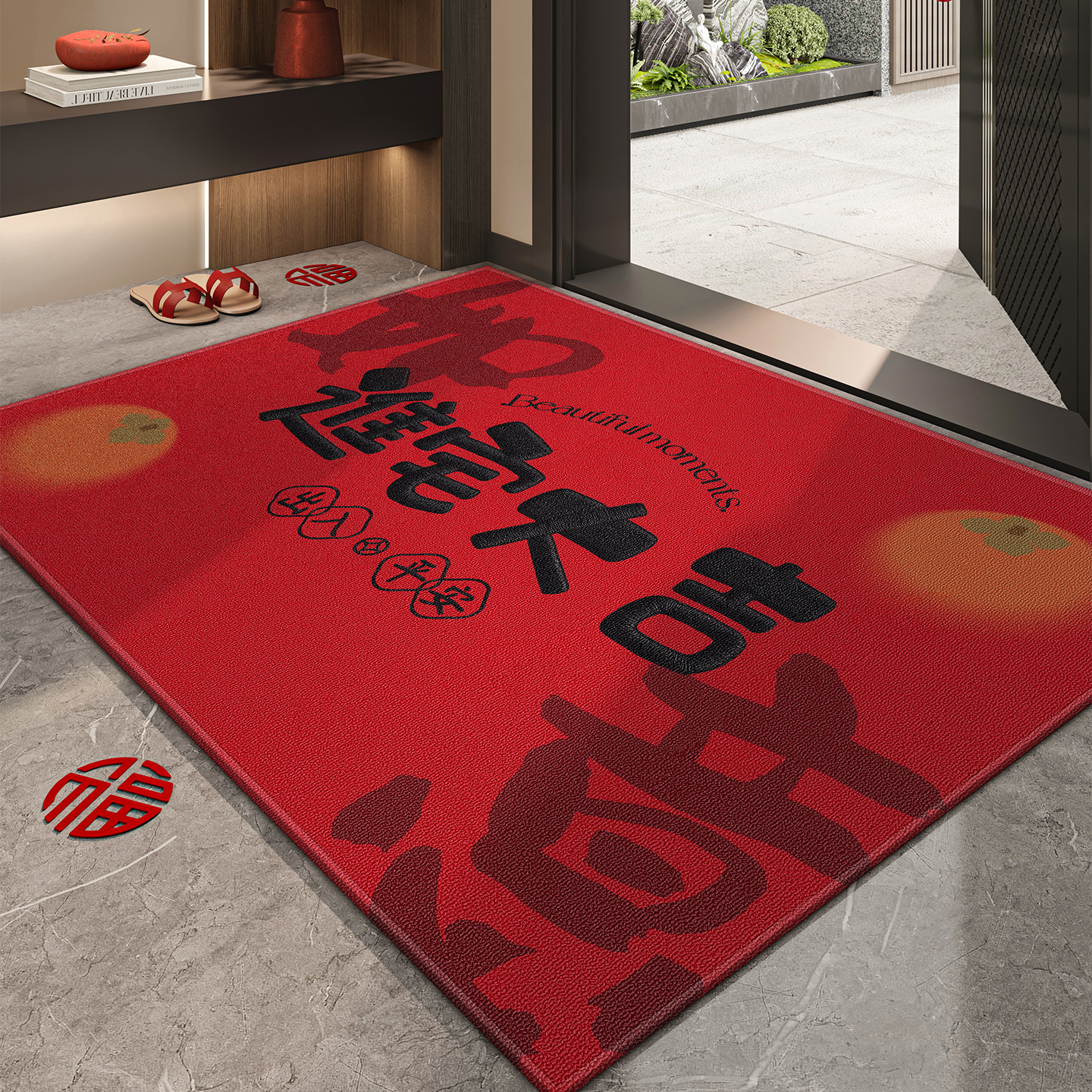 入户门地垫进门脚垫门口地毯红色高端门垫新房乔迁新款家用防滑垫