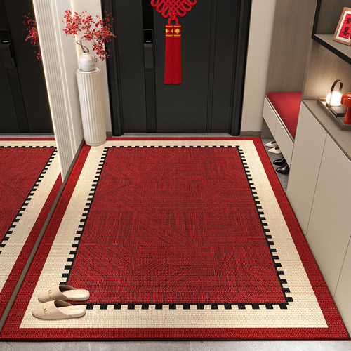 红色入户门地垫喜庆门垫高级玄关地毯家用门口进门防滑可裁剪脚垫