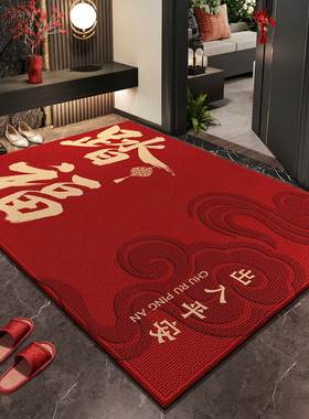 新年红色入户门地垫喜庆进门脚垫门口轻奢高级感门垫进宅入户地毯