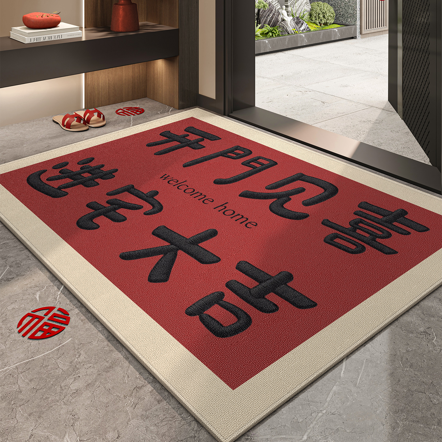 2025新款入户门地垫进门红色门垫门口入户脚垫耐脏防滑地毯可定制