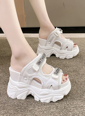 厚底拖鞋女时尚外穿魔术贴凉拖