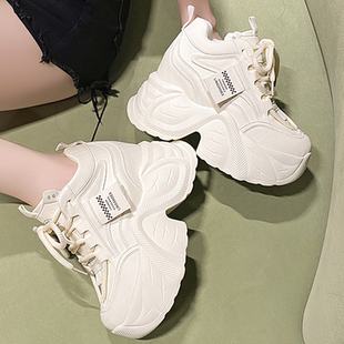 内增高10cm小个子港风休闲运动鞋 新款 女2024年秋季 炸街厚底老爹鞋