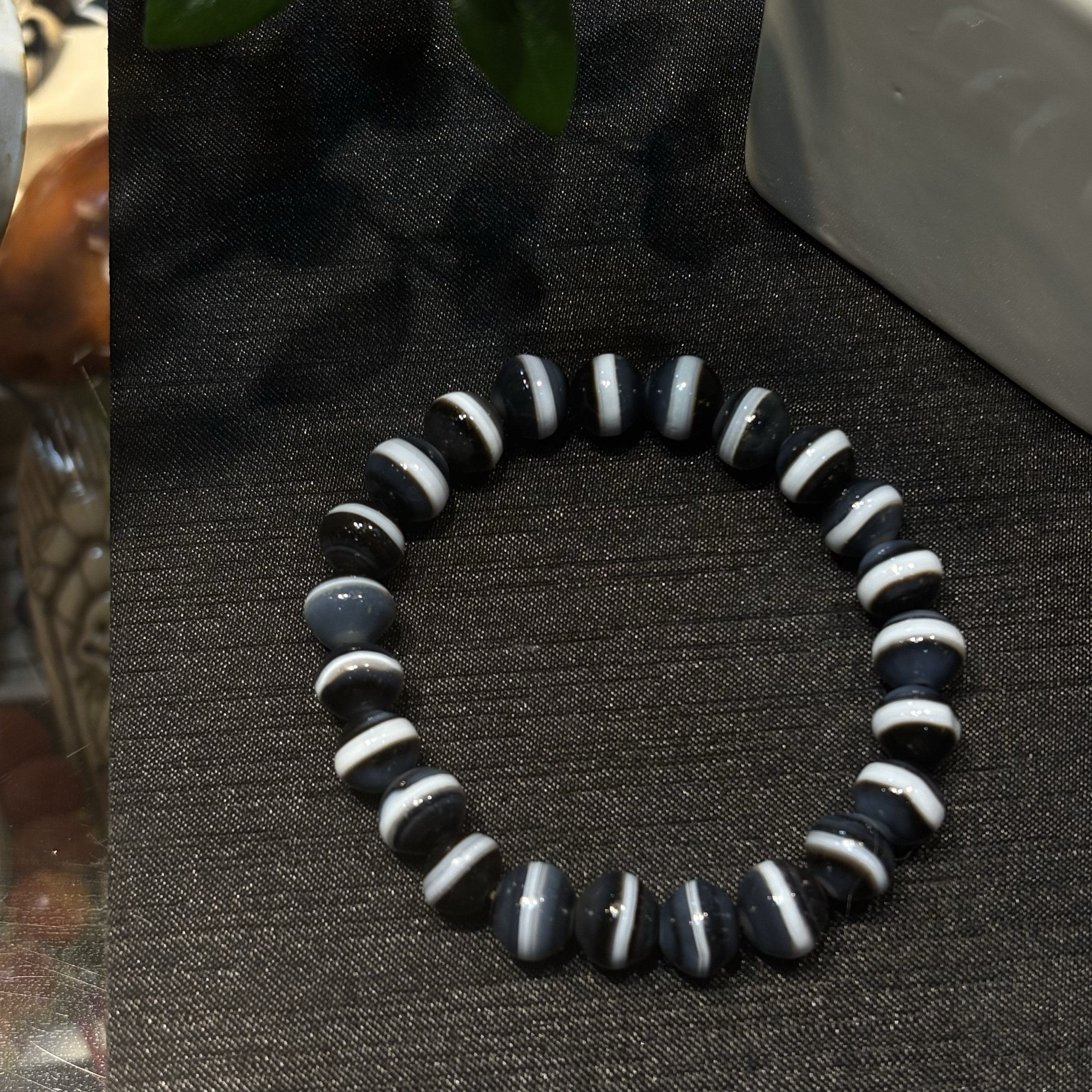 维多利亚天然蓝沁一线药师珠 手串 手链 圆珠 老形 玉髓 手串