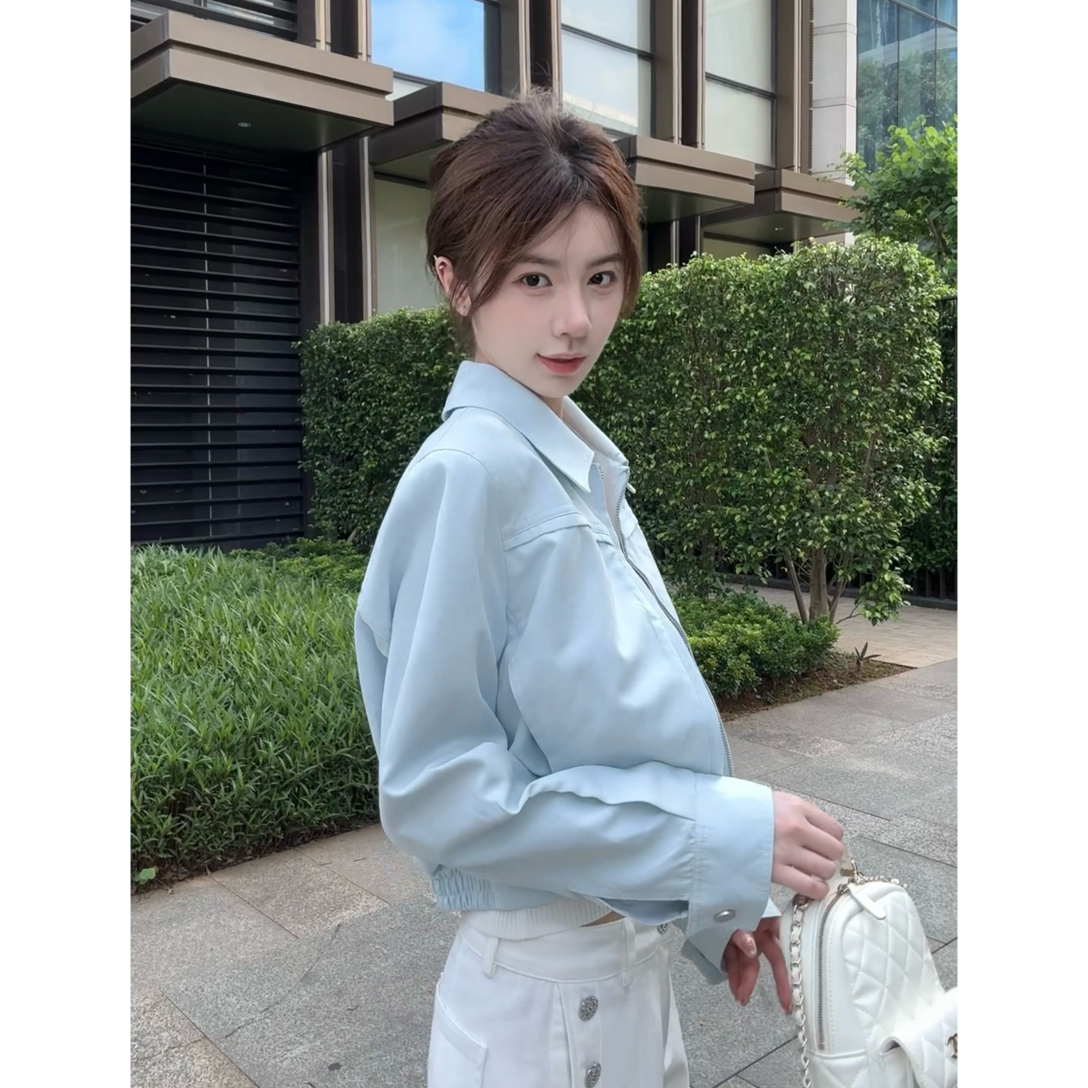 【Cikky定制】翻领女刺绣休闲常规款学院风狗朋克风秋季保暖外套