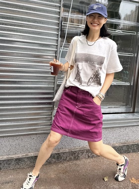 机车女娃印花T恤凉感微透
