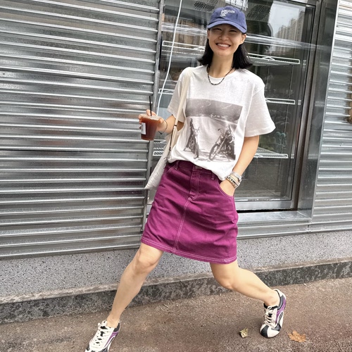 机车女娃印花T恤凉感微透