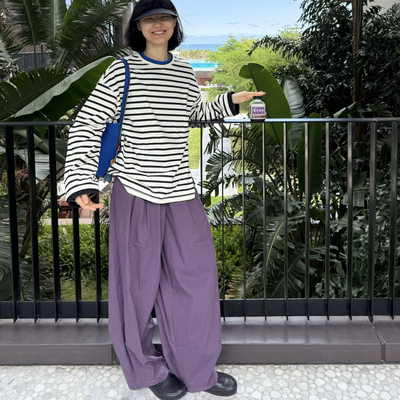 镇店气球裤新色 茄子紫松弛腔调显瘦梨子天菜 半松紧凉爽腿裤