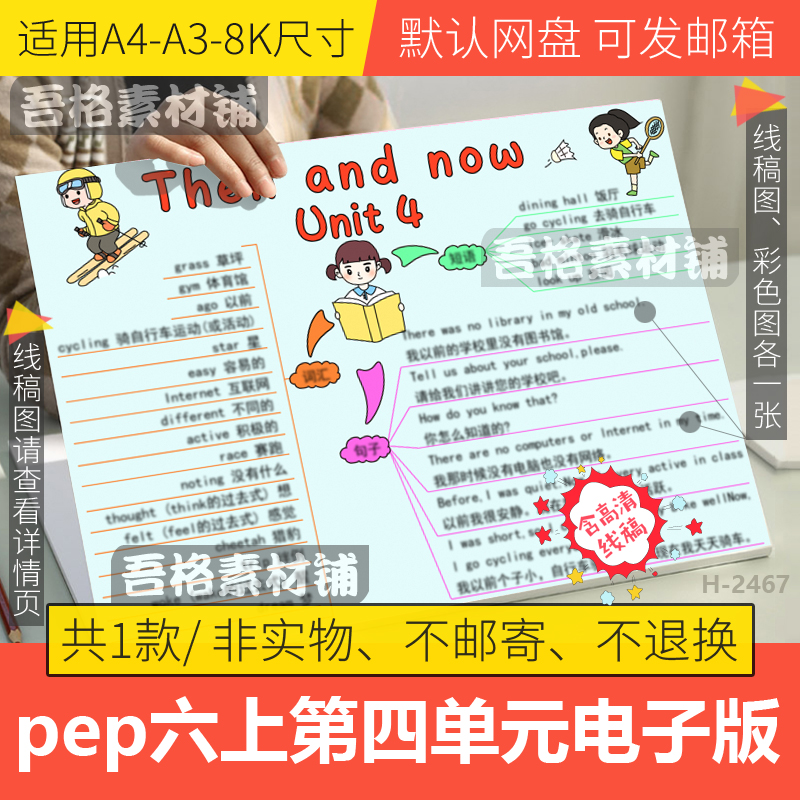 人教版pep六下英语第四单元过去和现在思维导图手抄报模板电子版