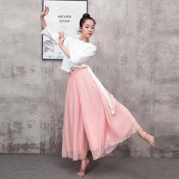 垂感飘逸雪纺阔腿裤古典舞现代舞