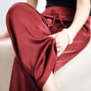 【断码撤柜桑蚕丝】真丝长裤夏阔腿裤宽松直筒裤缎面窄版阔腿裤女