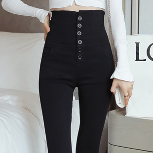 黑色打底裤 春秋超高腰小脚裤 女外穿显瘦高腰弹力裤 收腹神器