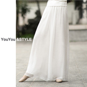 中国风马面裙汉服衬裤 夏薄款 白色雪纺阔腿裤 旗袍打底裤 女禅意裤 子