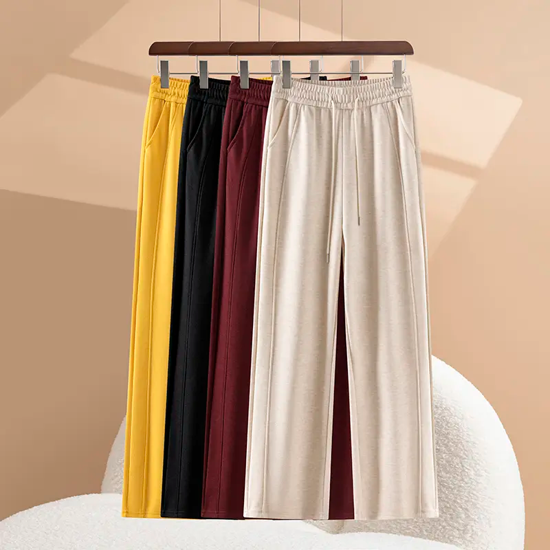 加绒加厚紫薇阔腿裤2025年爆款新款韩版直筒裤休闲高腰秋冬窄版女