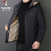 啄木鸟 潮流休闲大码 男士 新款 百搭羊羔绒棉袄加绒加厚 棉衣秋冬季