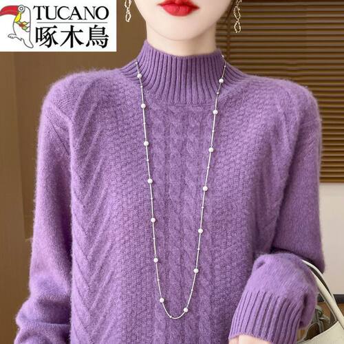 啄木鸟加厚女士羊毛衫半