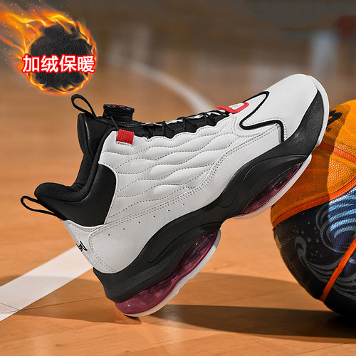 艾弗森官方篮球鞋男款冬季加绒保暖全掌气垫免系鞋带旋转扣运动鞋
