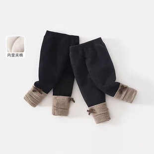 女童冬装打底裤宝宝洋气儿童个性潮韩版堆堆袜蝴蝶结三层加厚棉裤