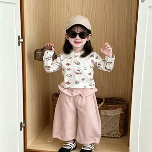 婴幼儿卡通连帽卫衣套装春秋宝宝可爱长袖上衣荷叶边弯刀裤两件套