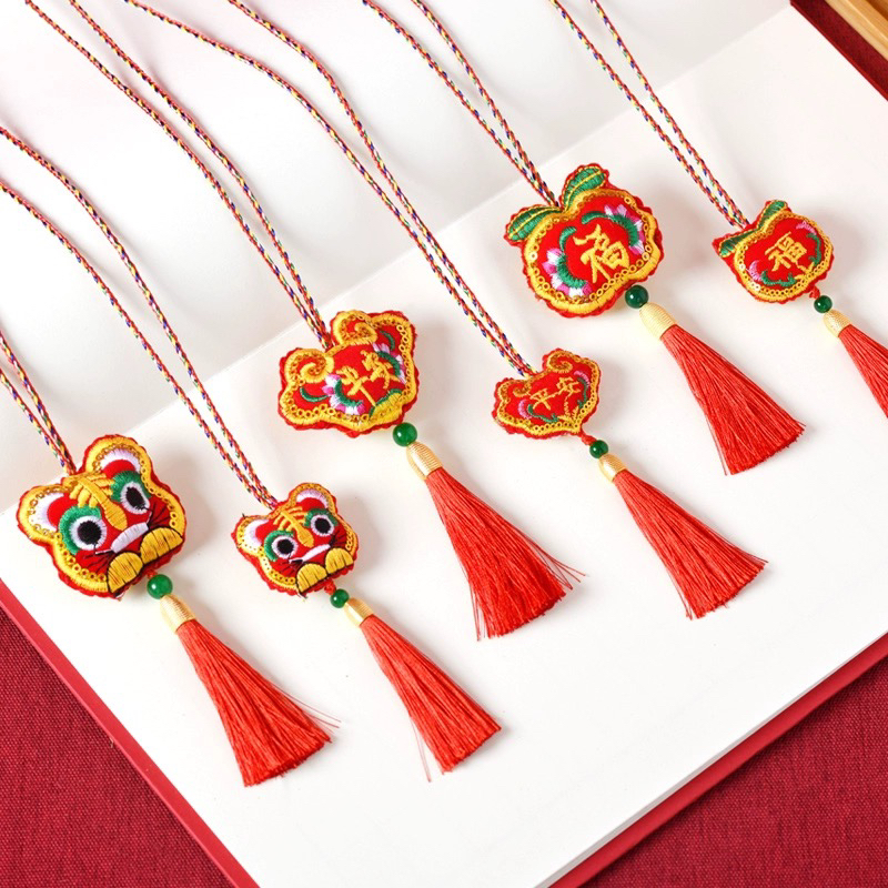 端午节五彩绳粽子虎头捏捏叫挂饰儿童项链香包刺绣挂脖子项圈吊坠