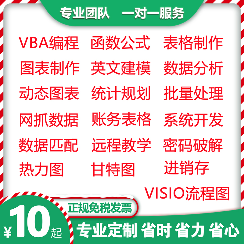 vba代做表格制作EXCEL图表设计定制数据处理进销存甘特图考勤排版