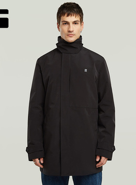 G-STAR RAW Garber宽松立领百搭潮流经典黑色风衣外套男士D26925