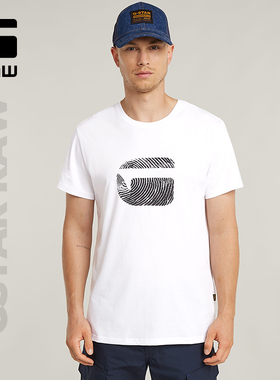 G-STAR RAW男士短袖t恤夏季棉质美式衣服流行经典白色半袖D26041