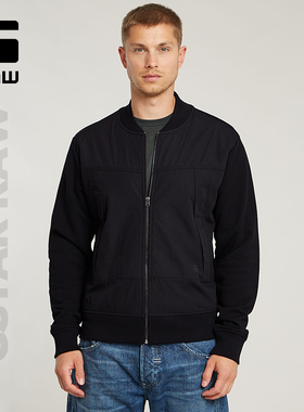 G-STAR RAW时尚男士痞帅春秋百搭黑色外套拉链设计简约上衣D26445