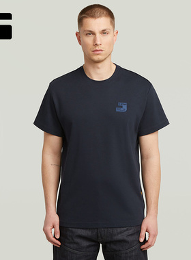 G-STAR RAW胸标logo痞帅男士时尚百搭舒适休闲经典短袖T恤D26821