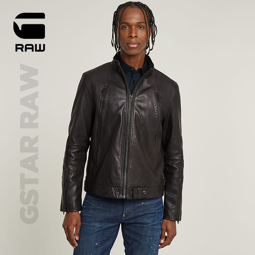 gstar男士修身羊皮皮衣外套