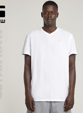 G-STAR RAW经典V领男士休闲舒适夏季短袖时尚百搭简约T恤D16412