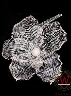 10mm保色铜线网团扇钩针刺绣绕线串珠发簪胸针花饰DIY材料she蕾丝