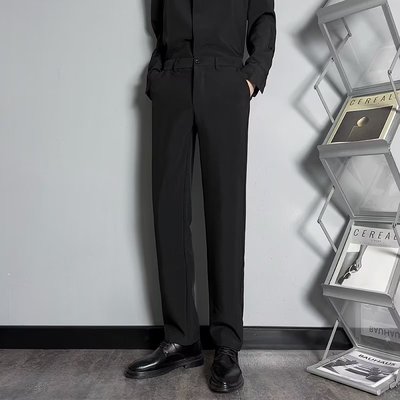 西裤男直筒商务正装春夏季薄款黑
