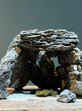 陶土水陆缸摆件鱼缸造景