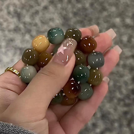 多宝菩提子文玩绕指柔手錬女盘玩渐层佛珠陈籽白玉菩提根手串男款